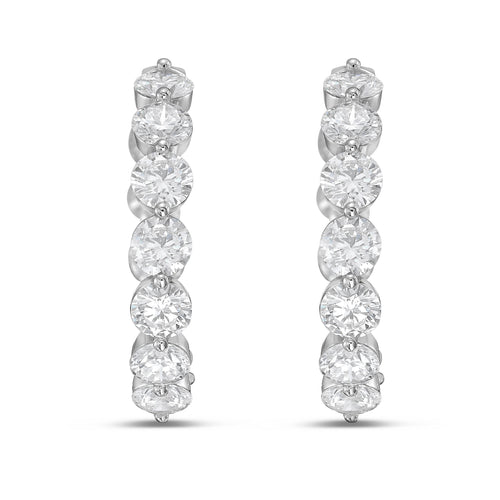 Lab Grown Shared Prong Round Diamond Hoop Earrings - 1.00"