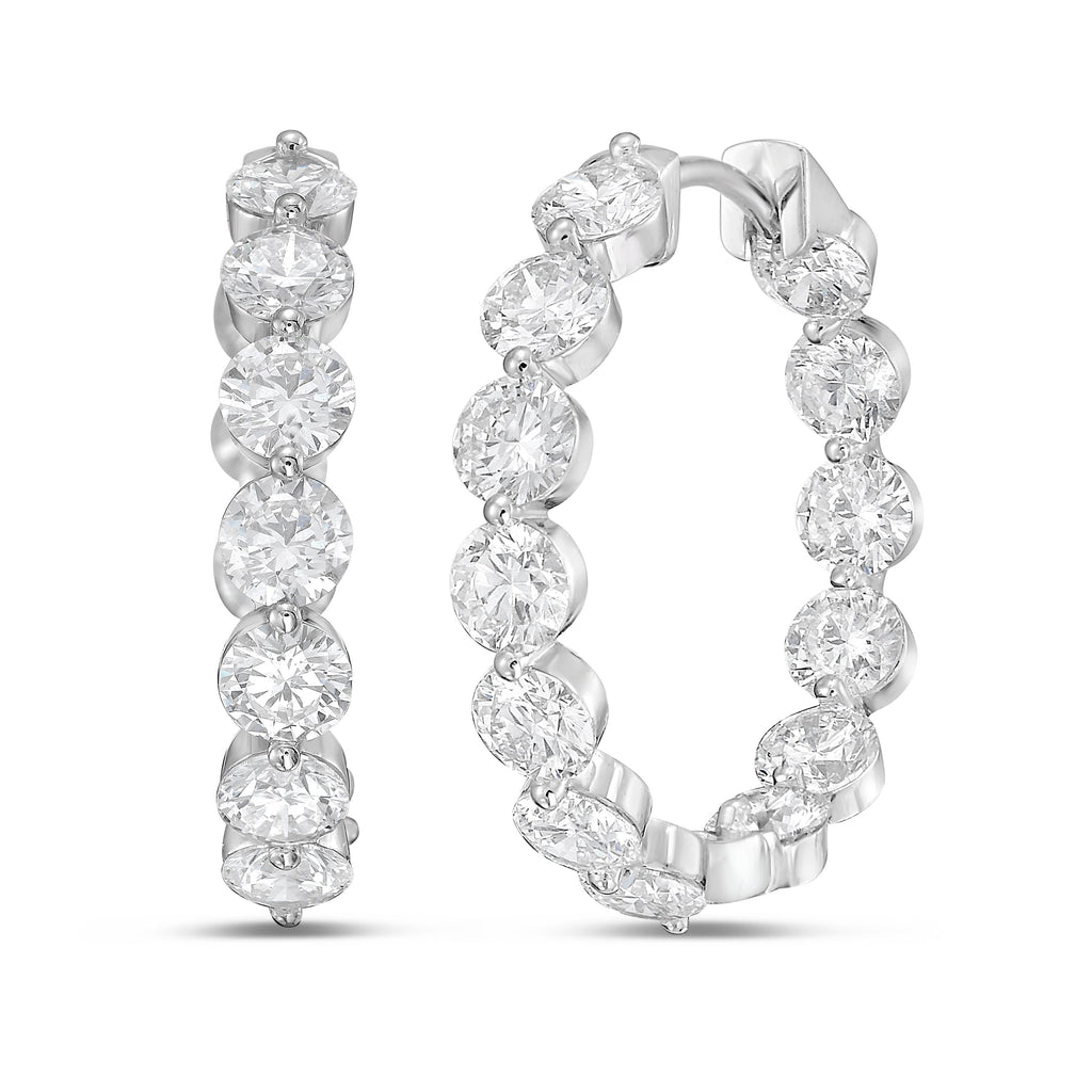 Lab Grown Shared Prong Round Diamond Hoop Earrings - 1.00"