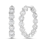Lab Grown Shared Prong Round Diamond Hoop Earrings - 1.00"