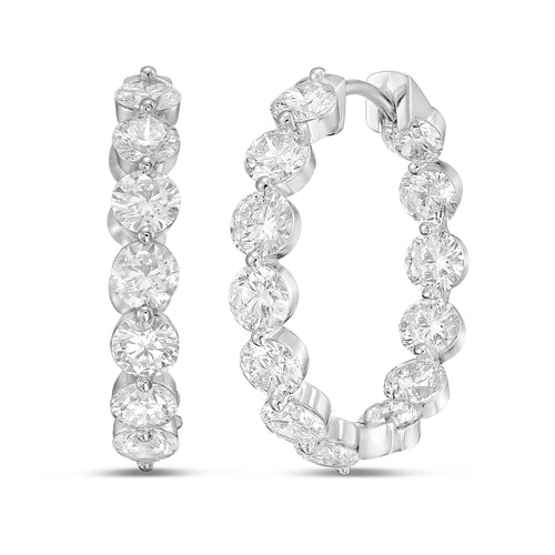 Lab Grown Shared Prong Round Diamond Hoop Earrings - 1.00"