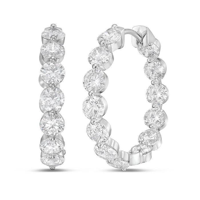 Lab Grown Shared Prong Round Diamond Hoop Earrings - 1.00