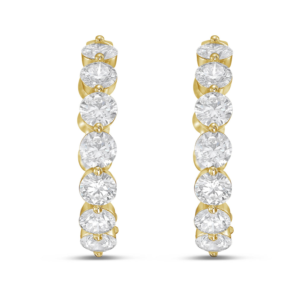 Lab Grown Shared Prong Round Diamond Hoop Earrings - 1.00"