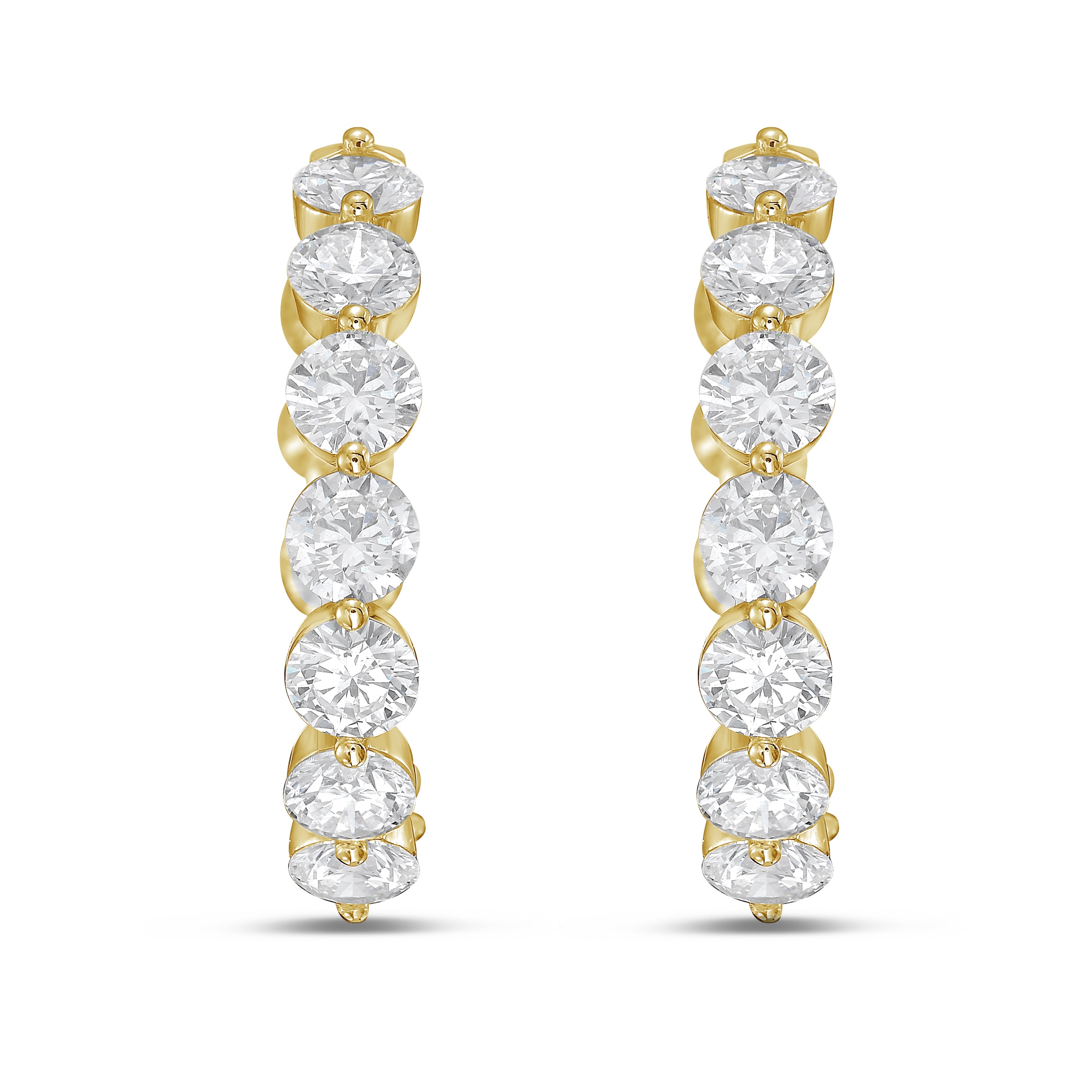 Lab Grown Shared Prong Round Diamond Hoop Earrings - 1.00"