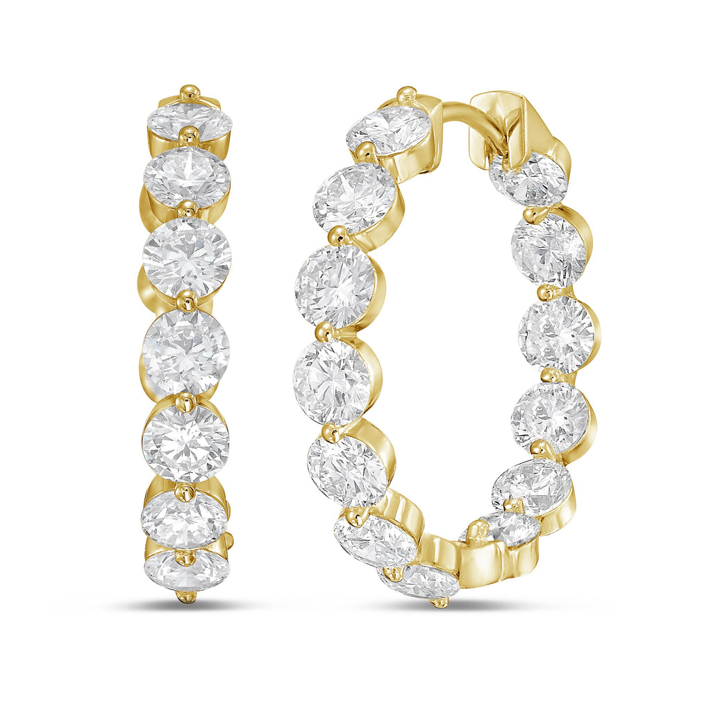 Lab Grown Shared Prong Round Diamond Hoop Earrings - 1.00"