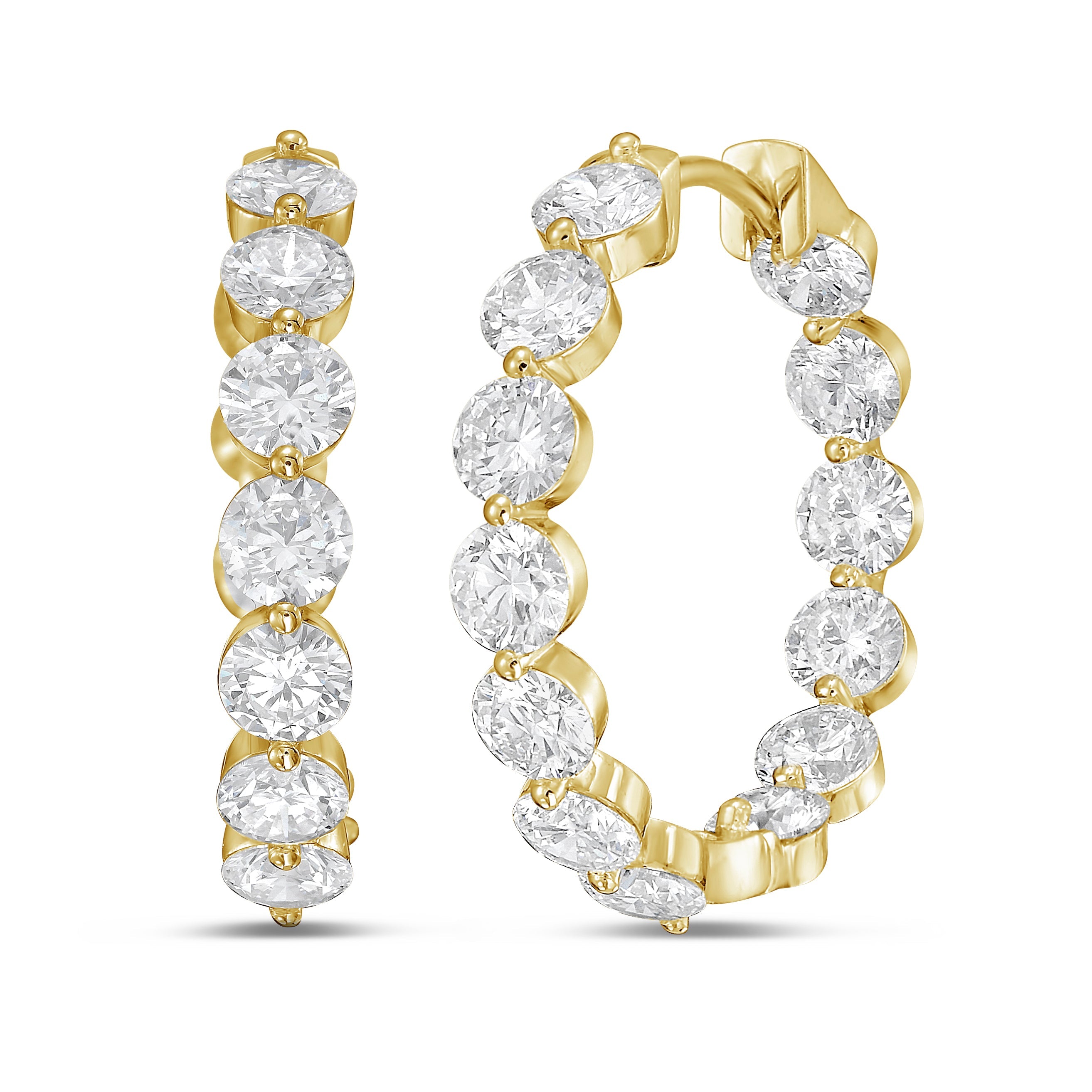 Lab Grown Shared Prong Round Diamond Hoop Earrings - 1.00"