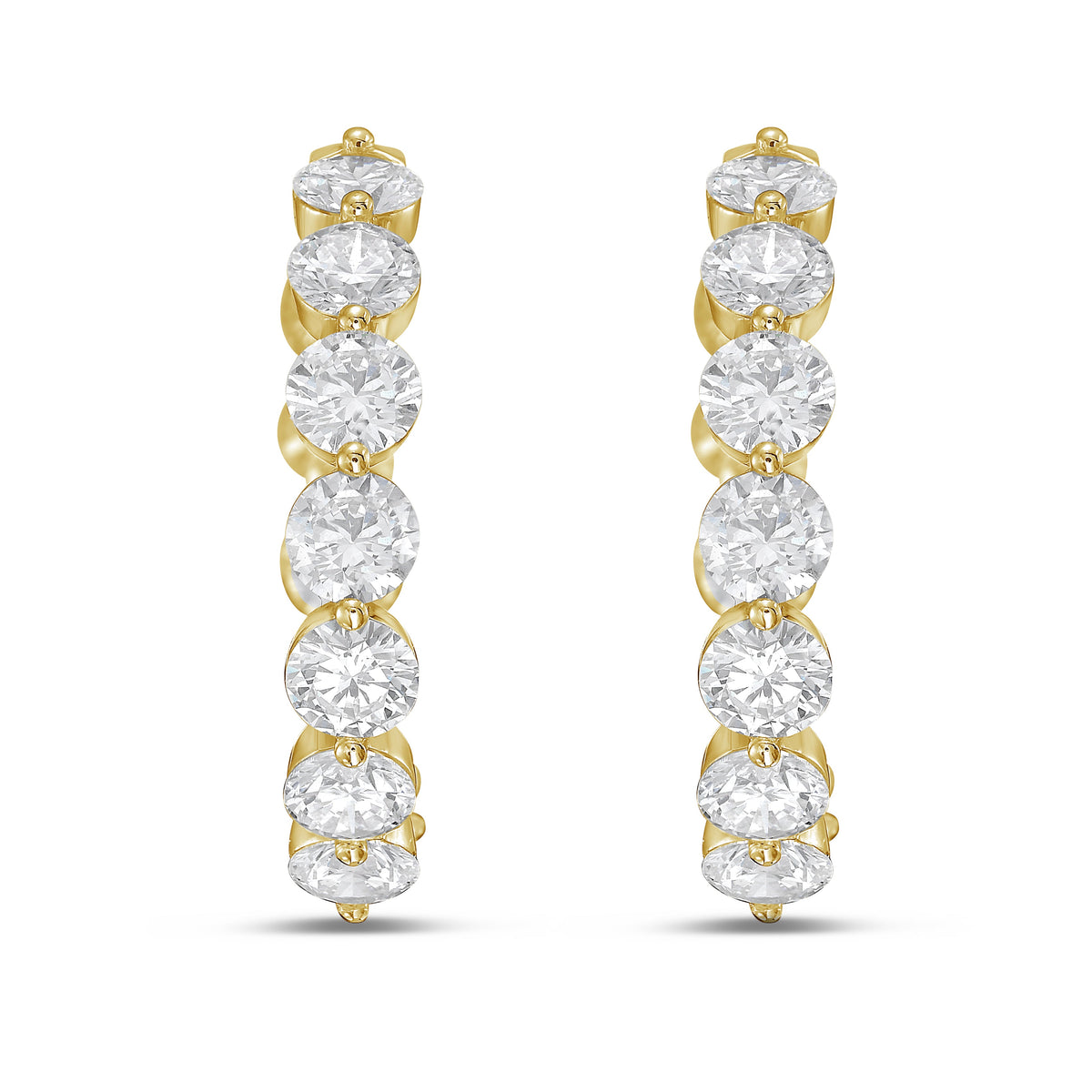 Lab Grown Shared Prong Round Diamond Hoop Earrings - 1.00"
