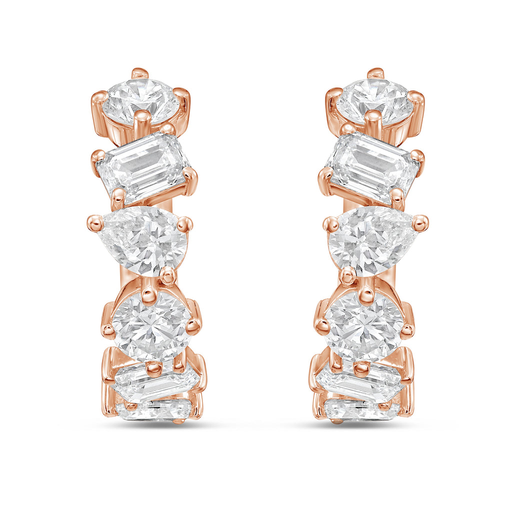 Lab Grown Multi-Shape Diamond Huggie Earrings - 0.50"