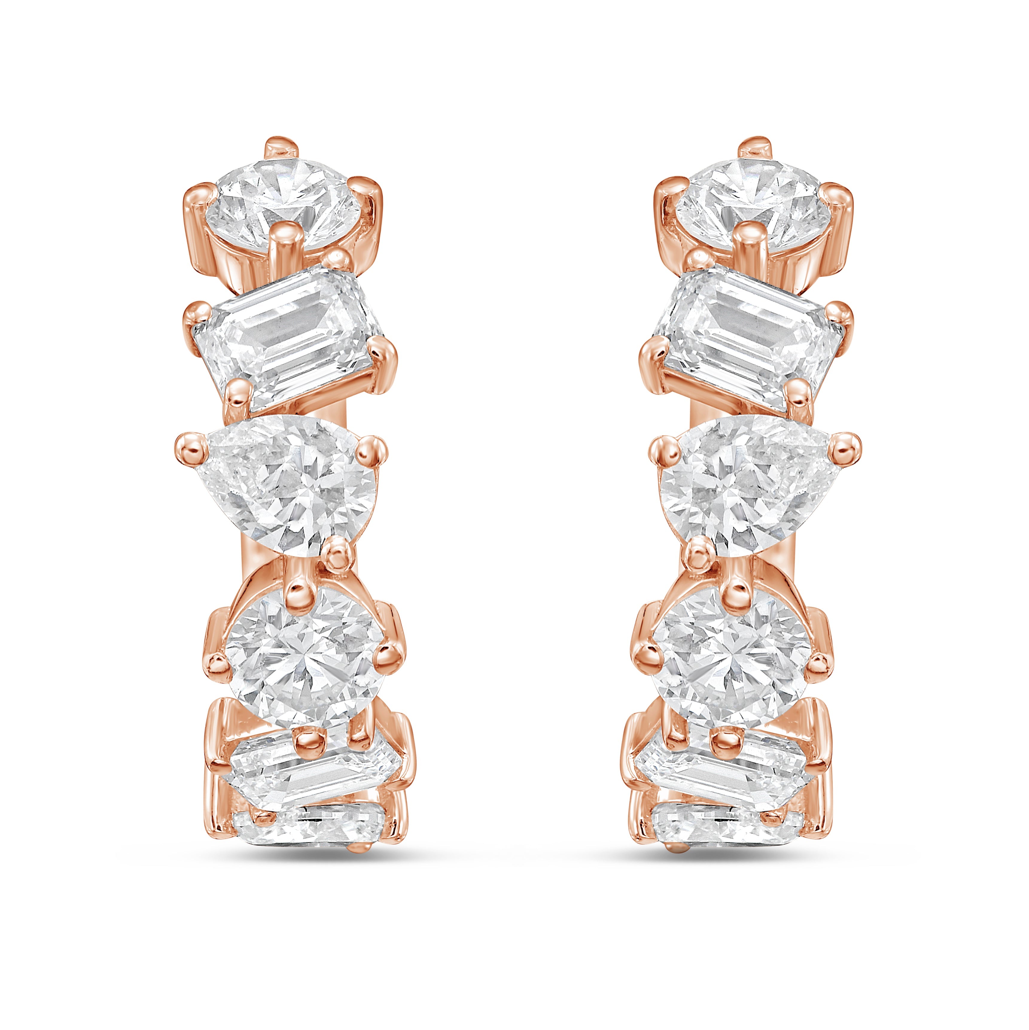 Lab Grown Multi-Shape Diamond Huggie Earrings - 0.50"