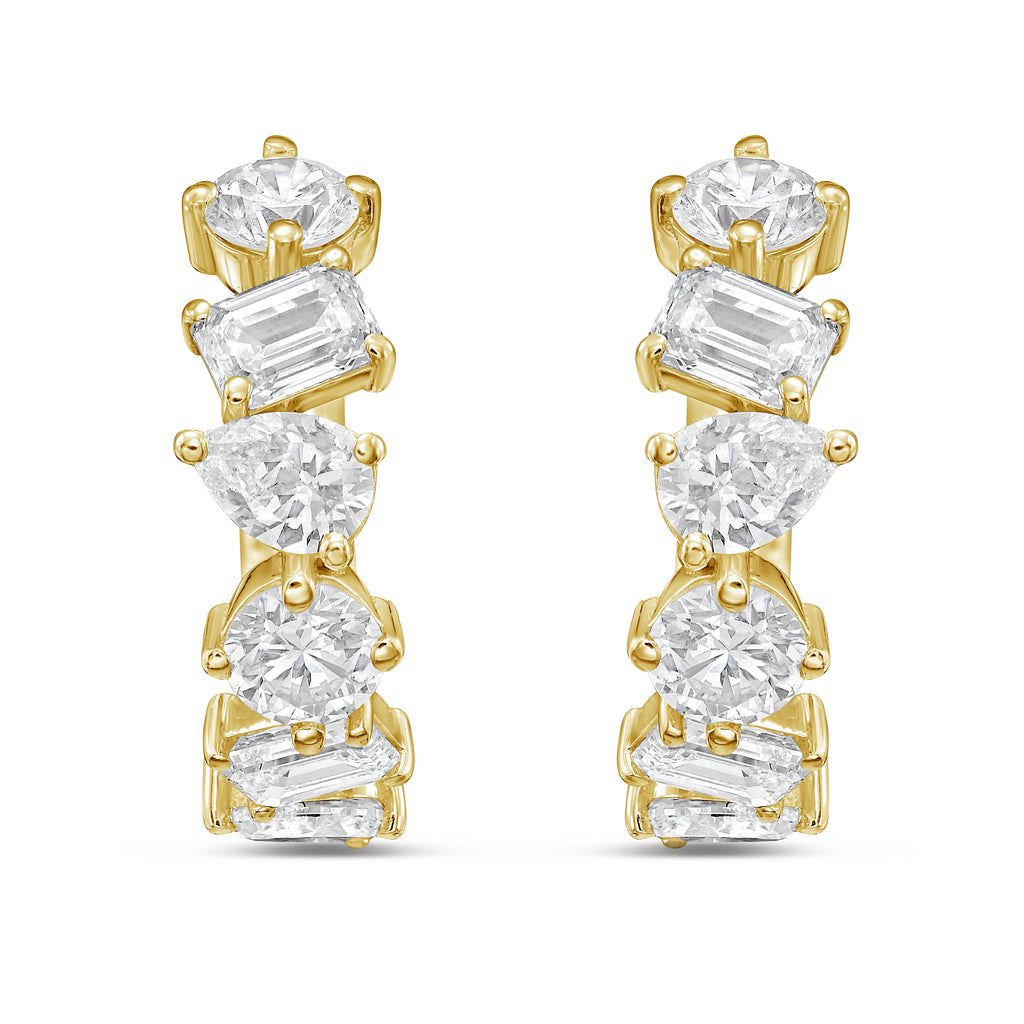 Lab Grown Multi-Shape Diamond Huggie Earrings - 0.50"