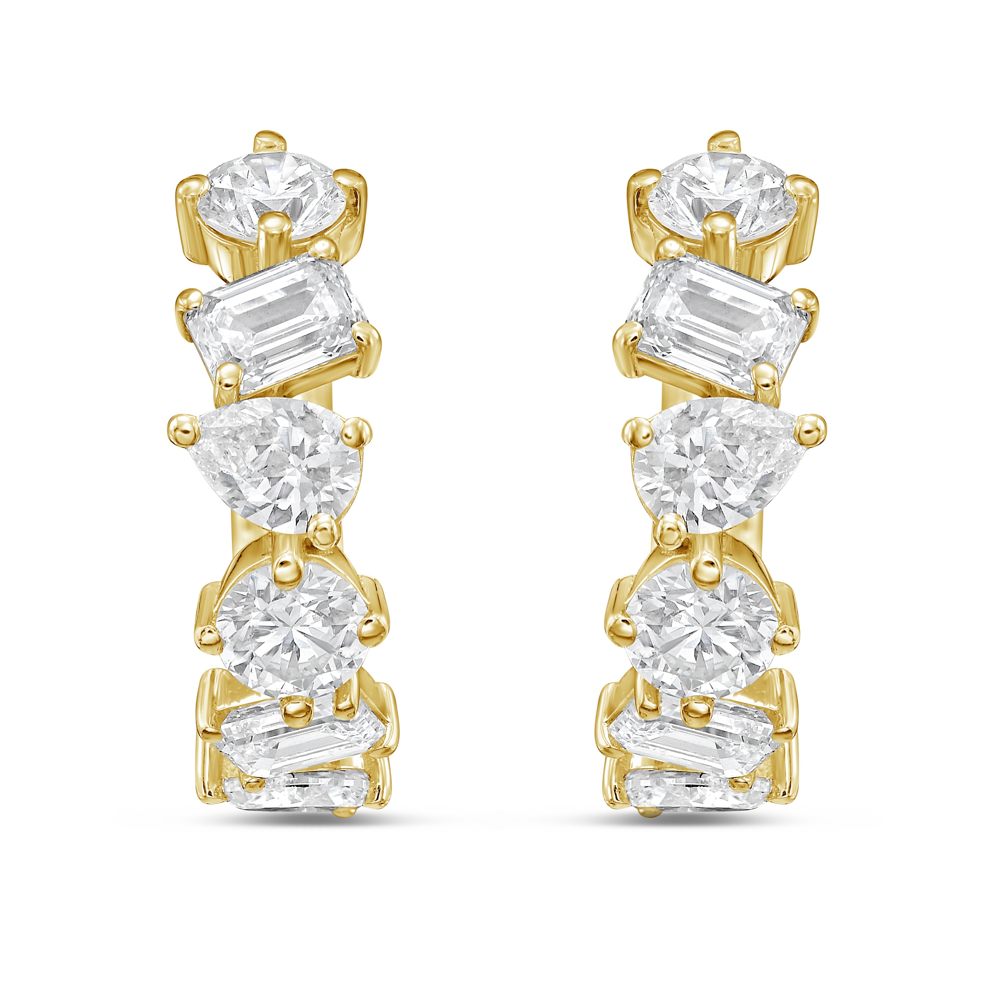 Lab Grown Multi-Shape Diamond Huggie Earrings - 0.50"