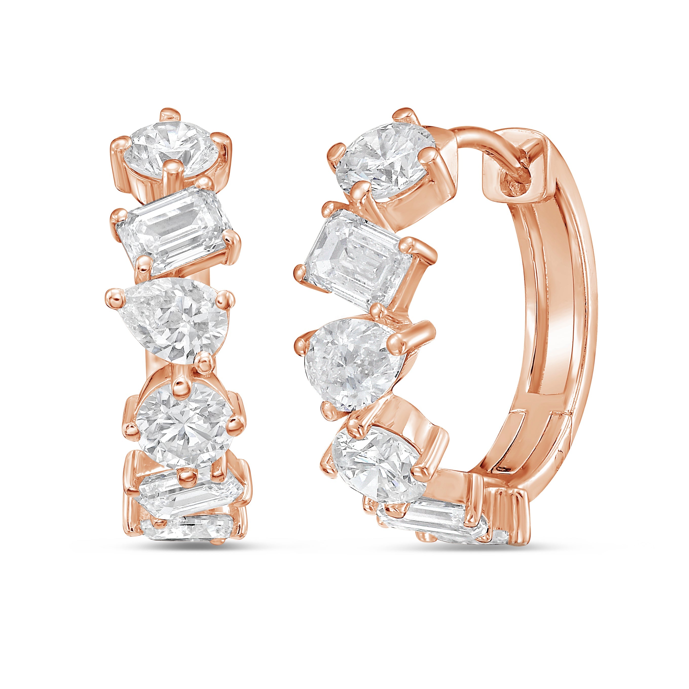 Lab Grown Multi-Shape Diamond Huggie Earrings - 0.50"