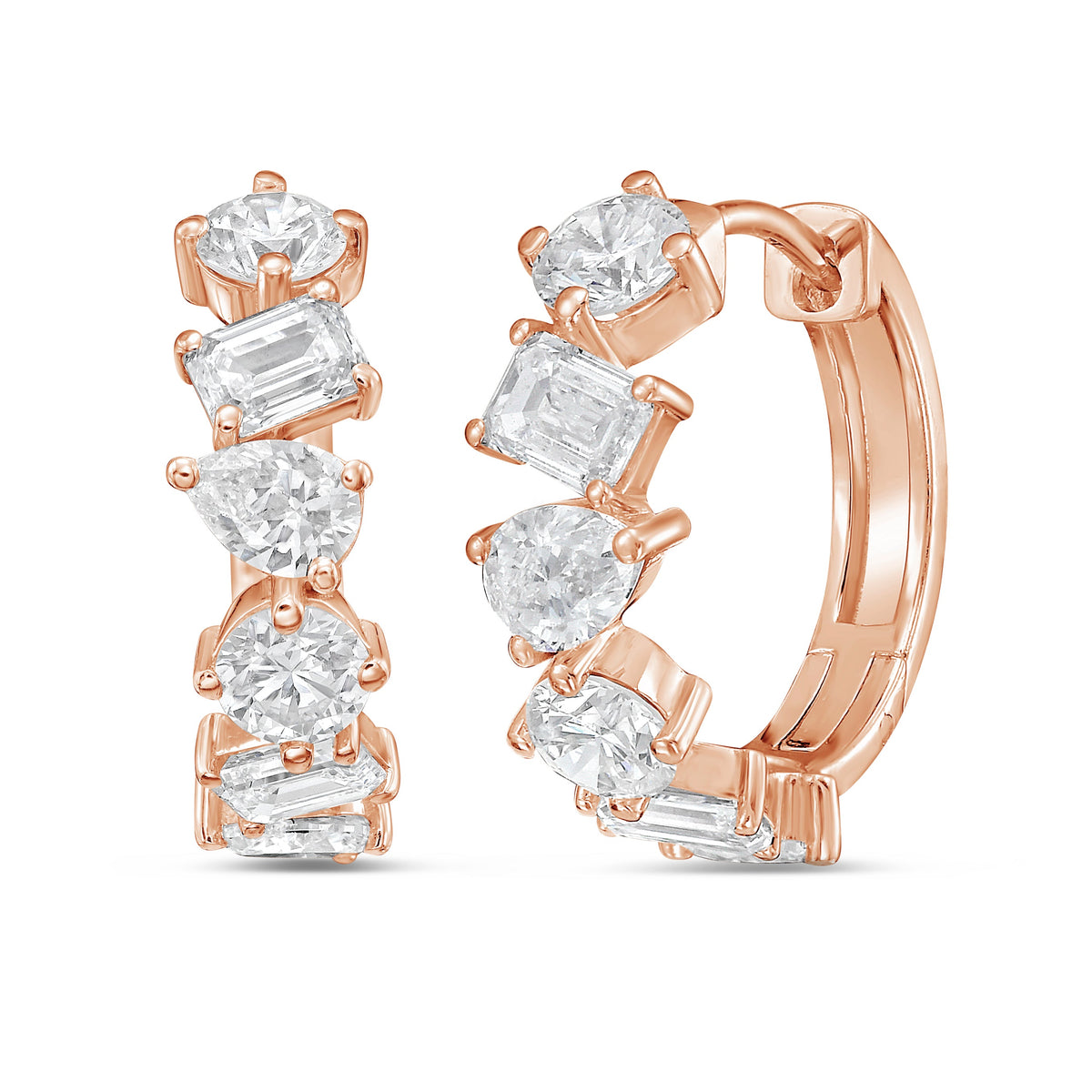 Lab Grown Multi-Shape Diamond Huggie Earrings - 0.50"