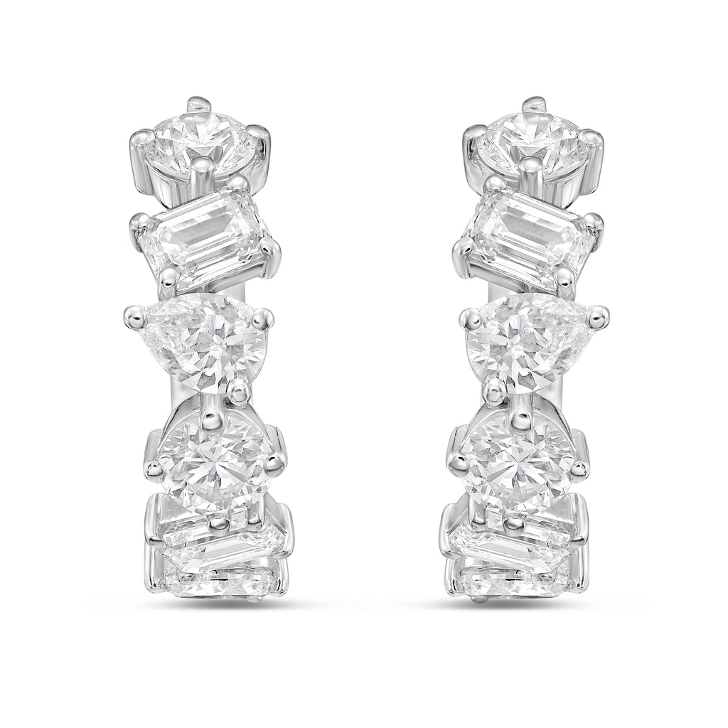 Lab Grown Multi-Shape Diamond Huggie Earrings - 0.50"