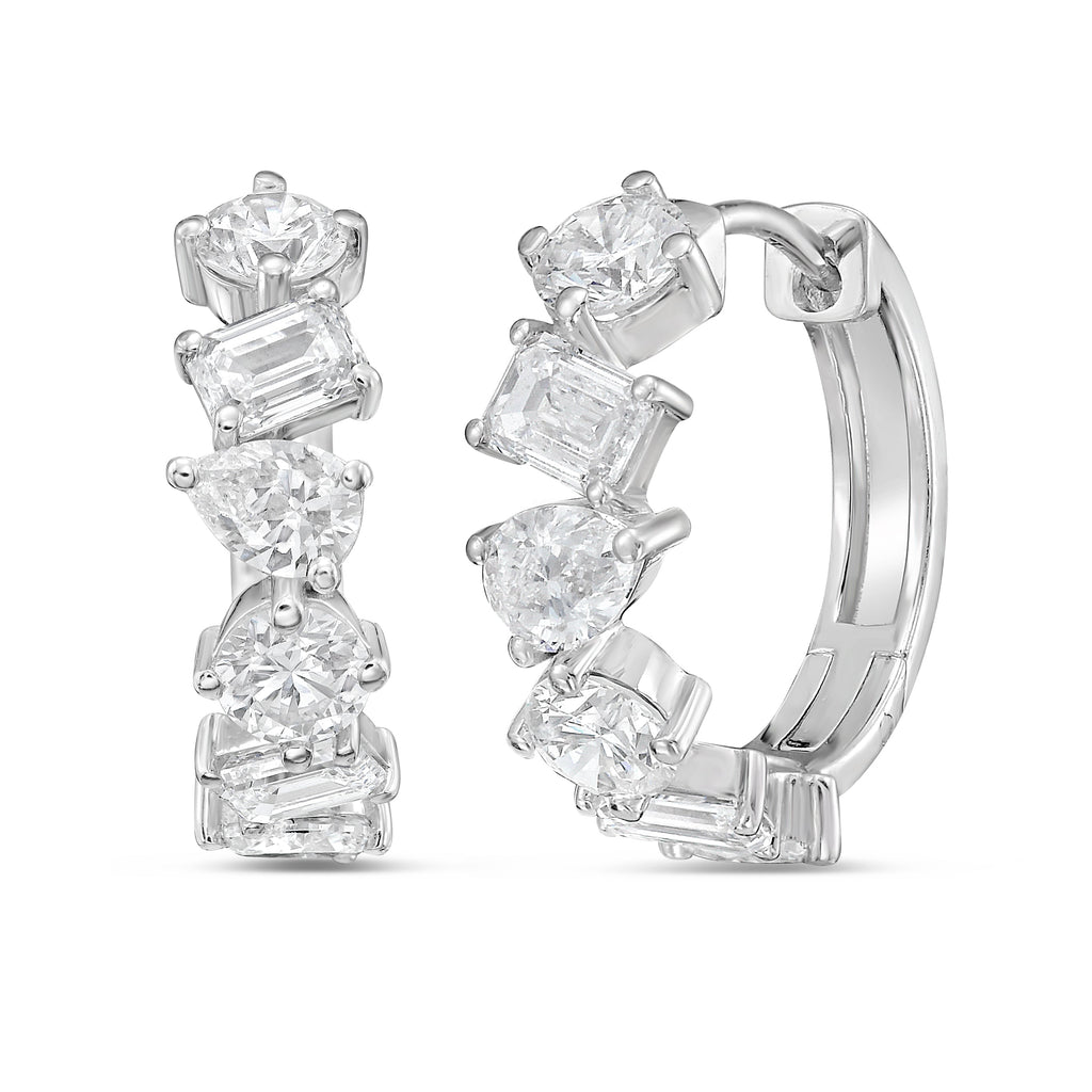 Lab Grown Multi-Shape Diamond Huggie Earrings - 0.50"