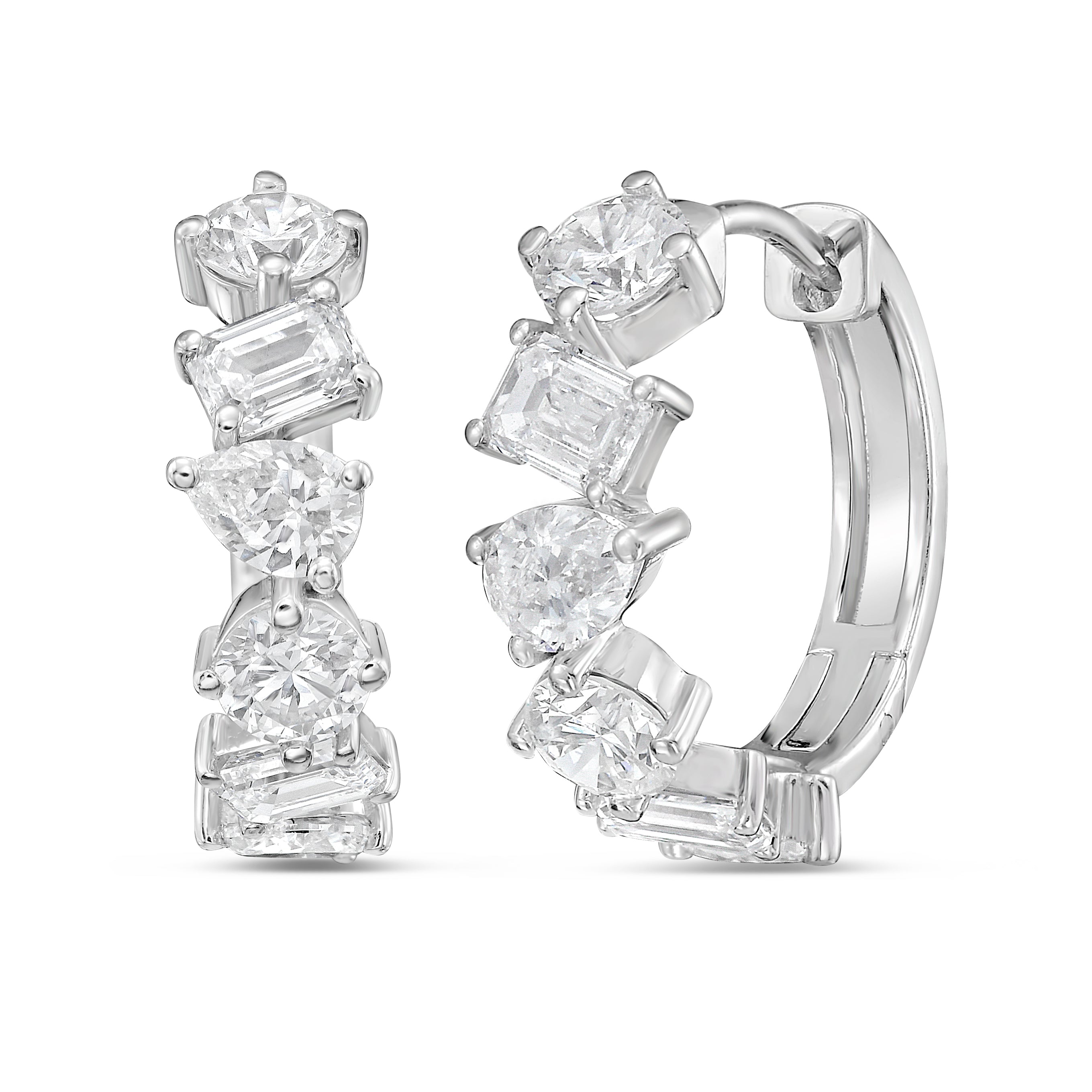 Lab Grown Multi-Shape Diamond Huggie Earrings - 0.50"