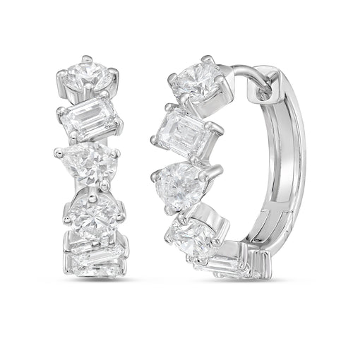 Lab Grown Multi-Shape Diamond Huggie Earrings - 0.50"