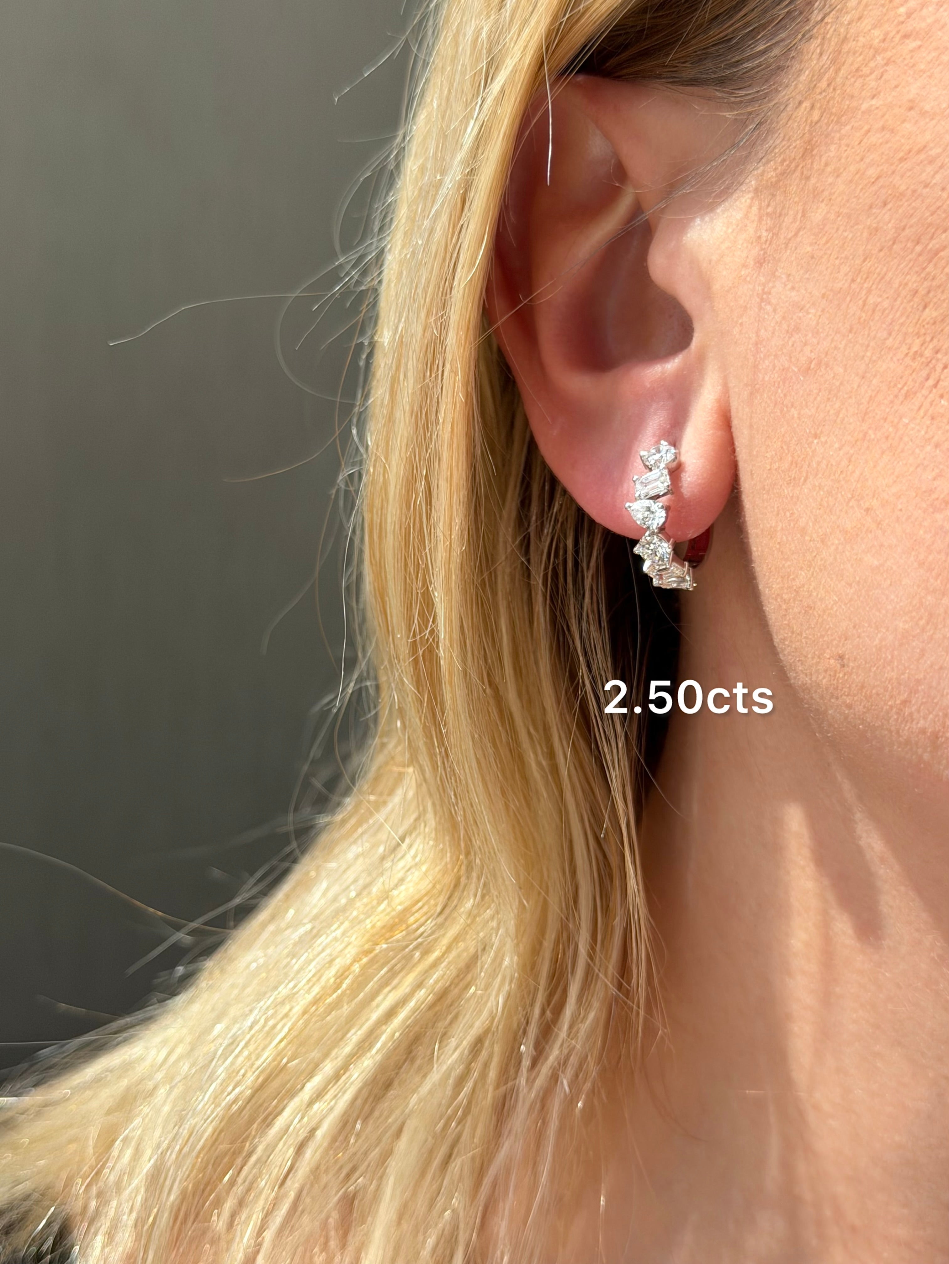 Lab Grown Multi-Shape Diamond Huggie Earrings - 0.50"