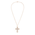 Lab Grown Round & Emerald Diamond Bezel Cross Pendant