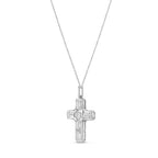 Lab Grown Round & Emerald Diamond Bezel Cross Pendant