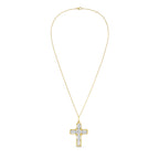 Lab Grown Round & Emerald Diamond Bezel Cross Pendant