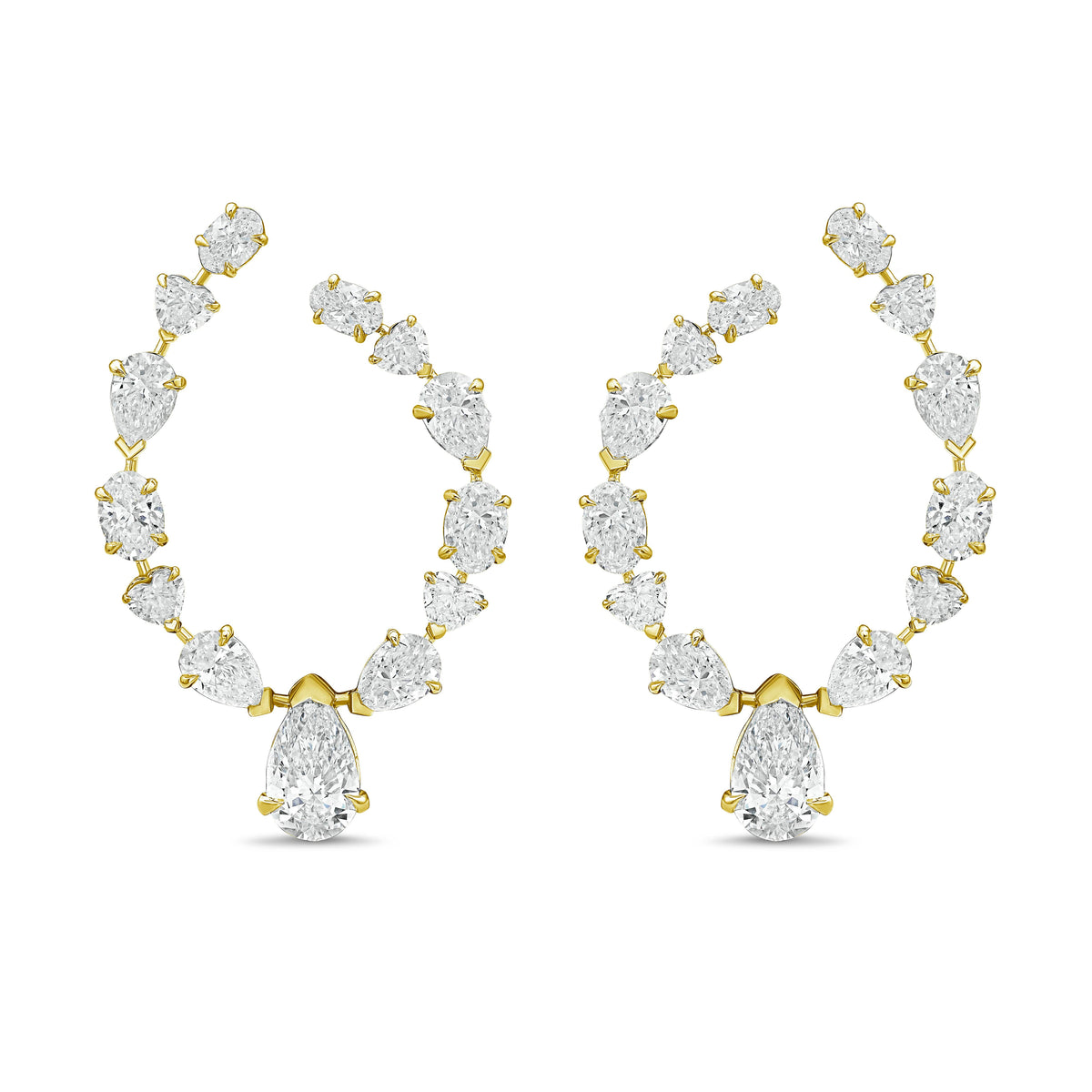 Lab Grown Multi-Cut Diamond Hoop Earrings