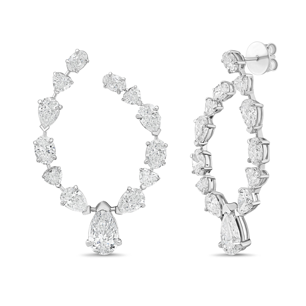 Lab Grown Multi-Cut Diamond Hoop Earrings
