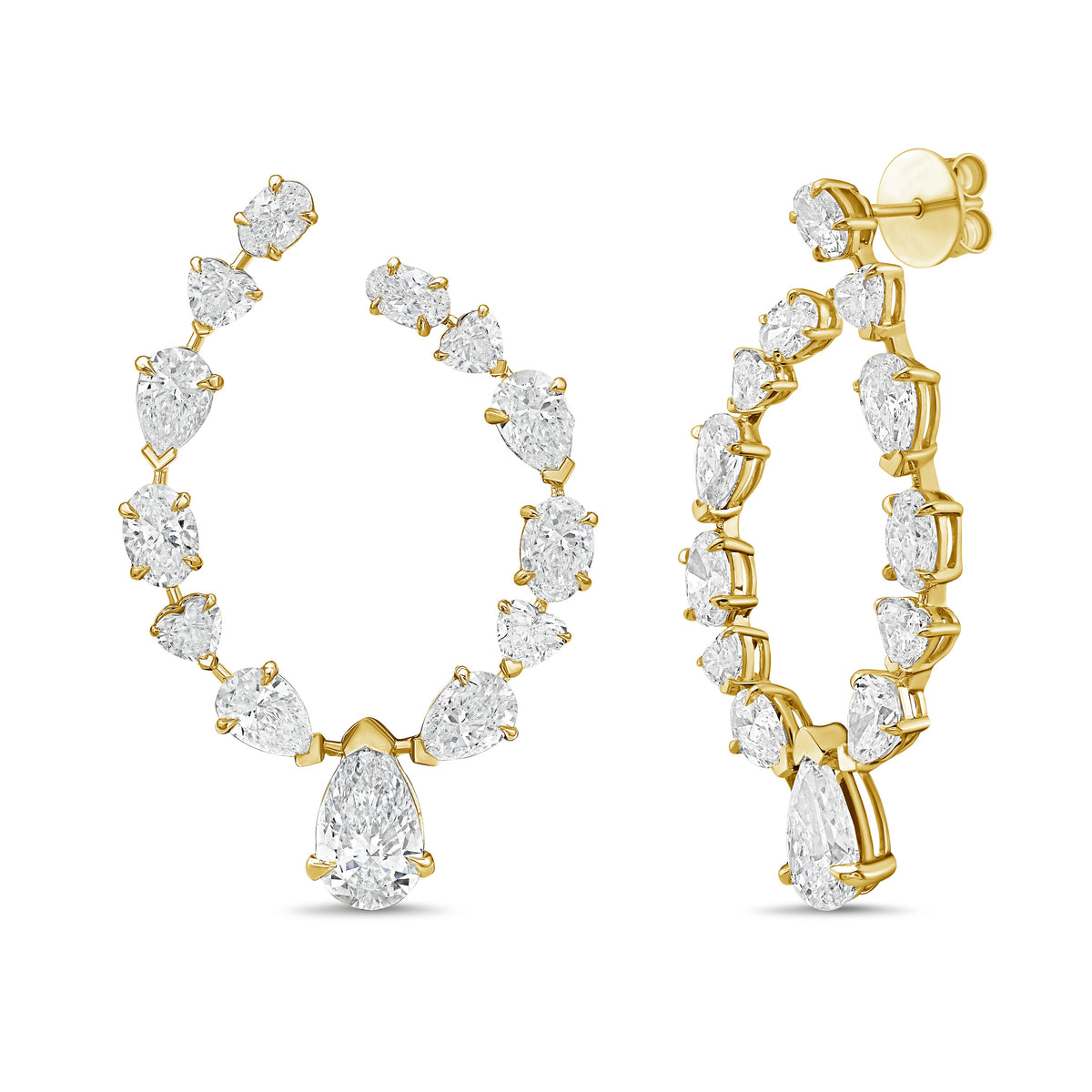 Lab Grown Multi-Cut Diamond Hoop Earrings