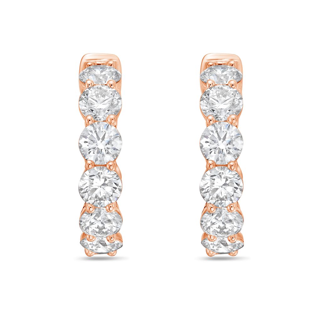Lab Grown Round Diamond Hoop Earrings - 0.75"