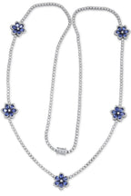 37.50ct Diamond and Sapphire Flower Tennis Necklace