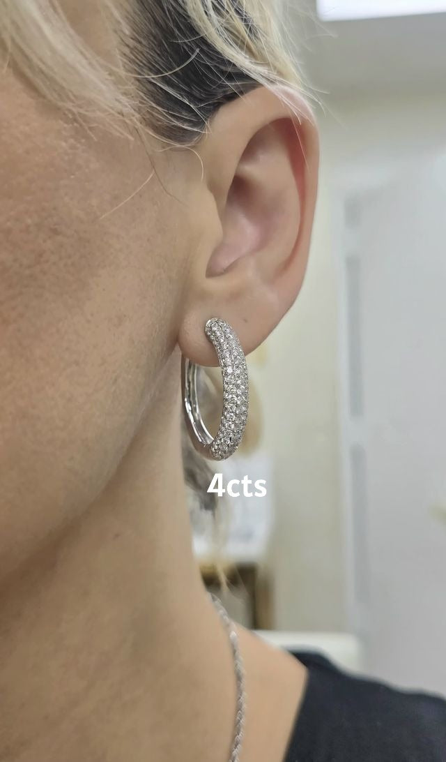 Lab Grown Diamond Five Row Pave Hoop Earrings