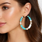Aqua Pearl Hoops