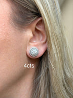 Lab-Grown Round Diamond Double Halo Earrings, 14K Gold