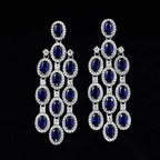 Art Deco Chandelier Earrings in Blue Sapphire