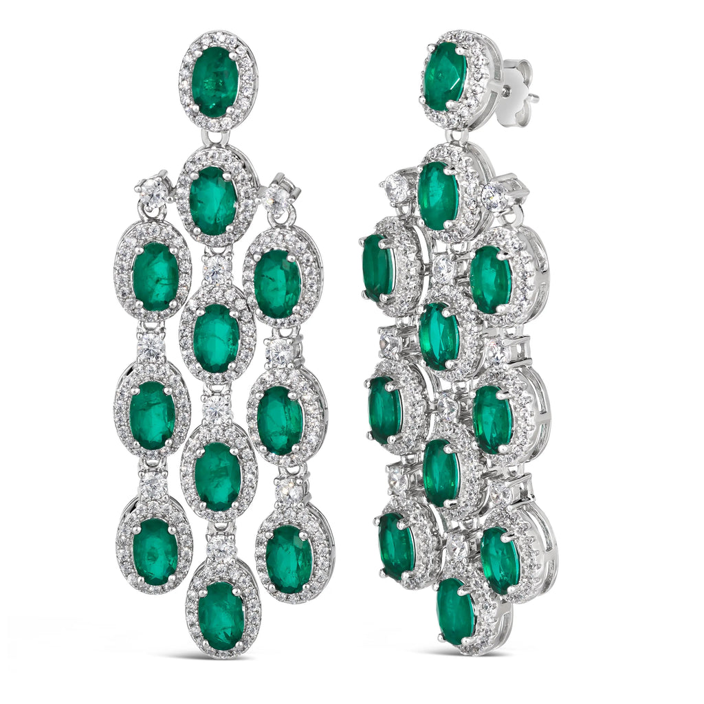 Art Deco Chandelier Earrings in Emerald