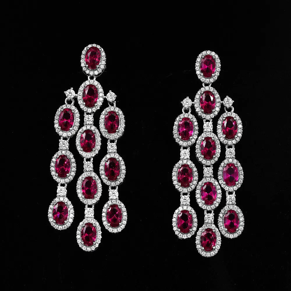 Art Deco Chandelier Earrings in Ruby