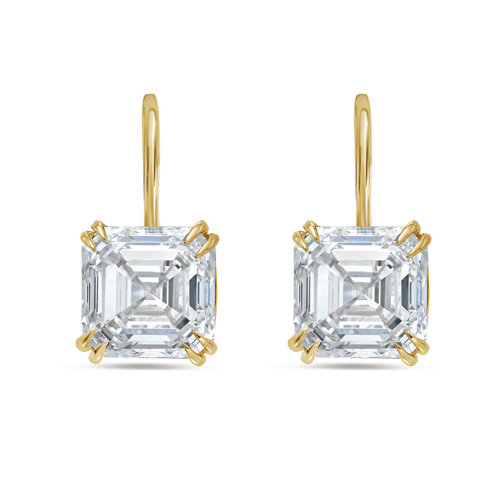 Lab-Grown Asscher Cut Diamond Drop Earrings, 14K Gold