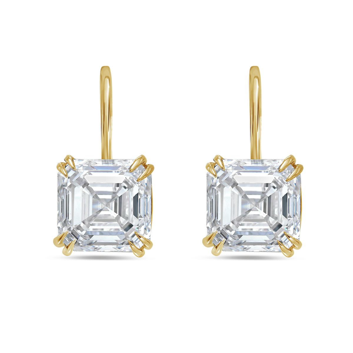 Lab-Grown Asscher Cut Diamond Drop Earrings, 14K Gold