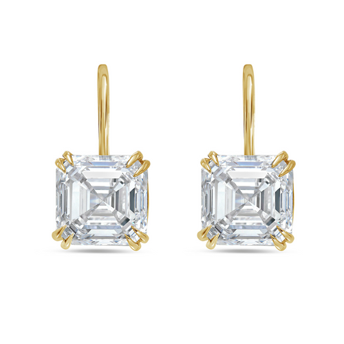 Lab-Grown Asscher Cut Diamond Drop Earrings, 14K Gold