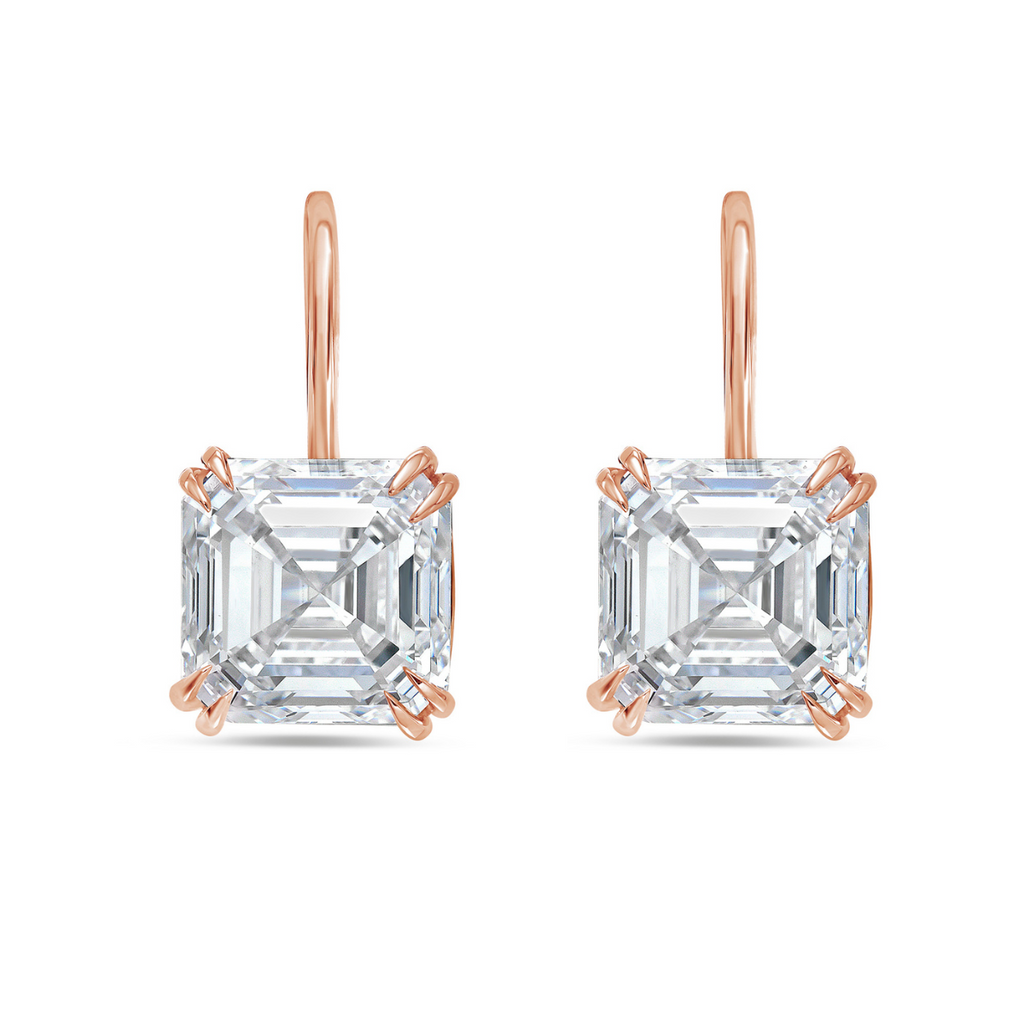 Lab-Grown Asscher Cut Diamond Drop Earrings, 14K Gold