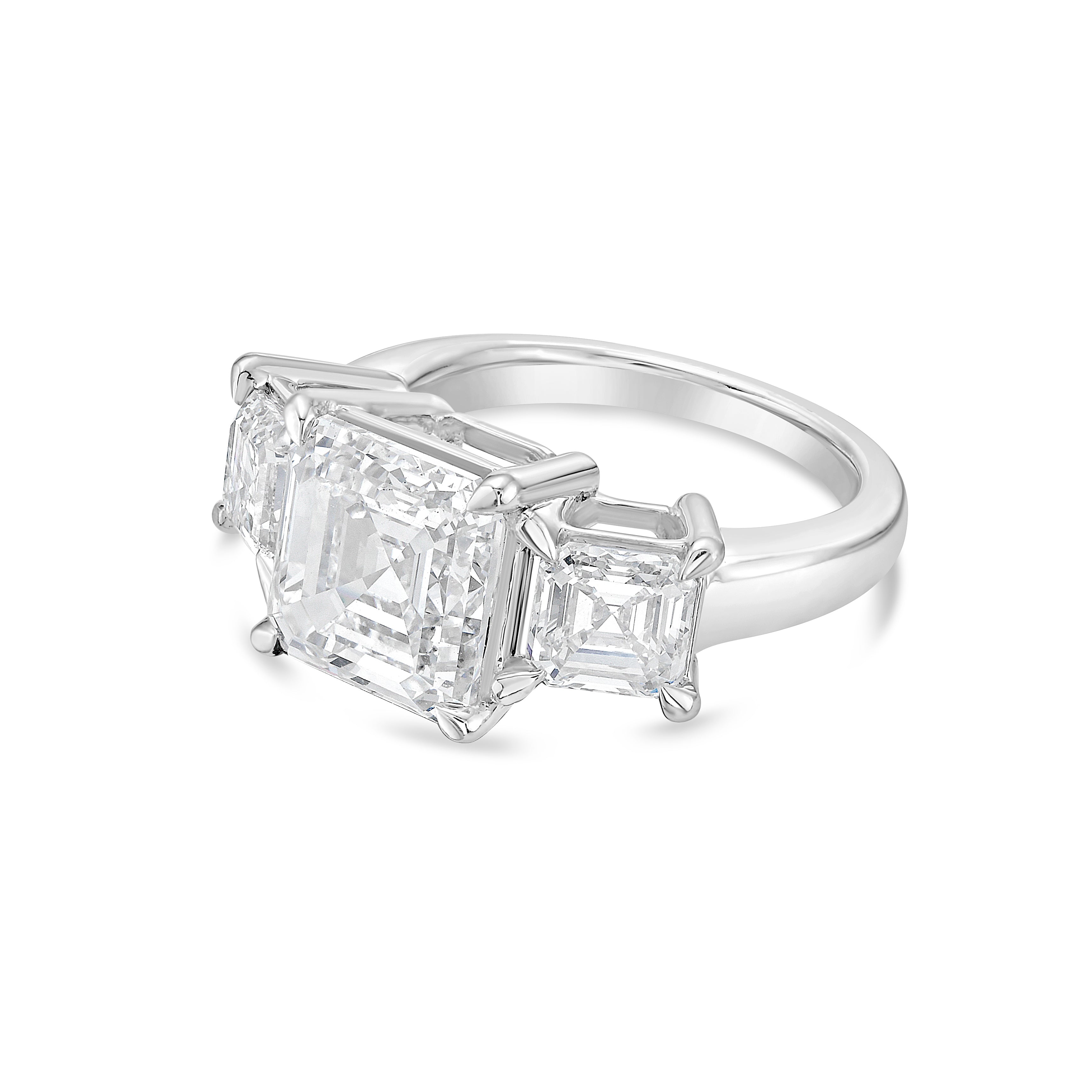 Lab-Grown Three Asscher Diamond Ring, 18K Gold