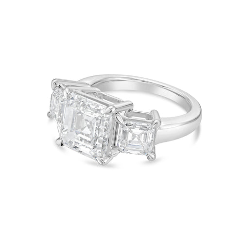 Lab-Grown Three Asscher Diamond Ring, 18K Gold