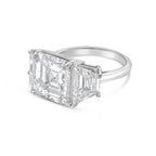 Lab-Grown Asscher Diamond Ring with Trapezoids, 18K Gold