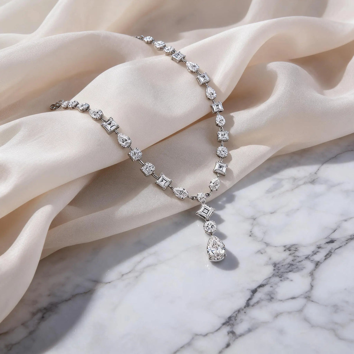 Athena Multi Shape Drop Necklace