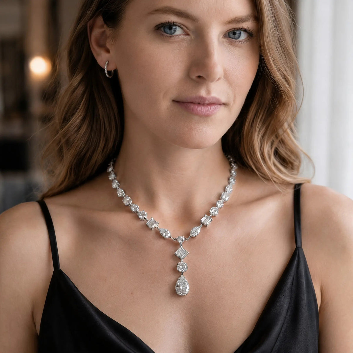 Athena Multi Shape Drop Necklace