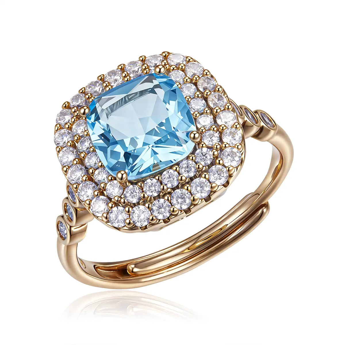 Azure Double Halo Cocktail Ring