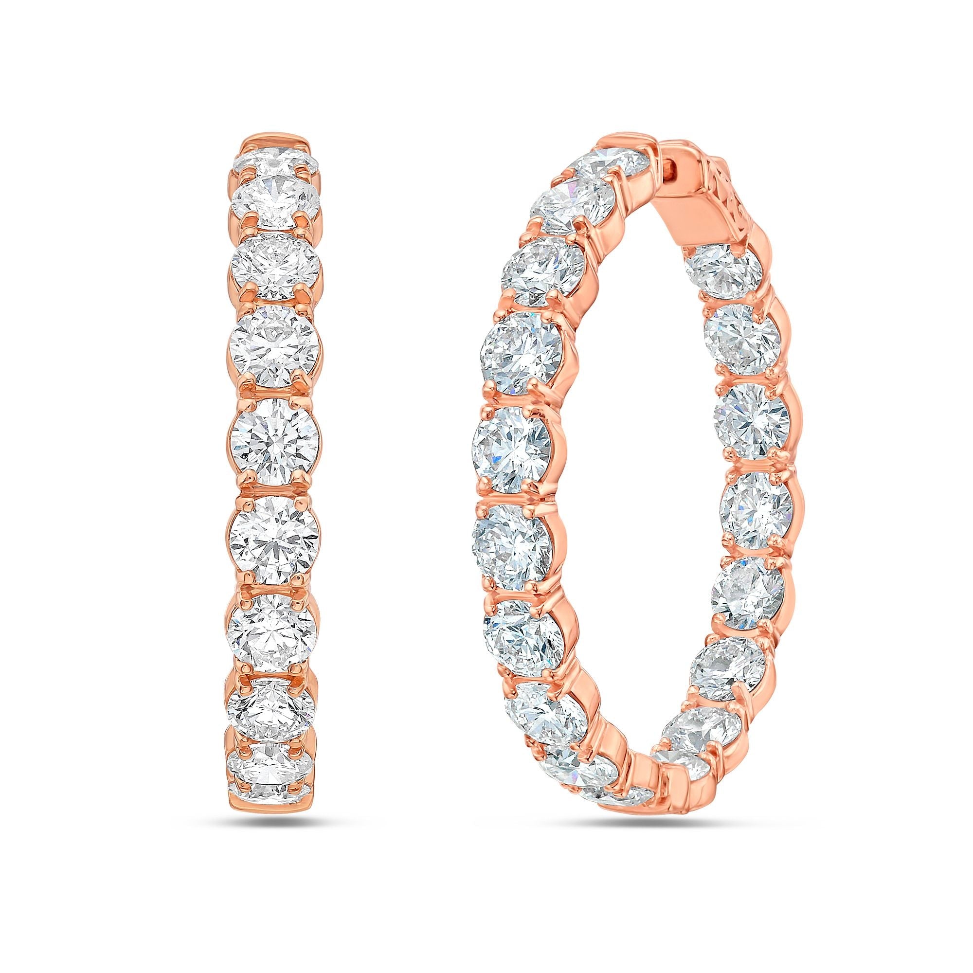 Lab Grown Round Diamond Hoop Earrings - 1.00"