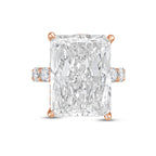 Lab-Grown Radiant Hidden Halo Diamond Ring with Eternity Band, 18K Gold
