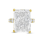Lab-Grown Radiant Hidden Halo Diamond Ring with Eternity Band, 18K Gold