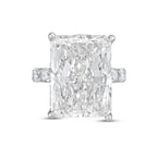 Lab-Grown Radiant Hidden Halo Diamond Ring with Eternity Band, 18K Gold
