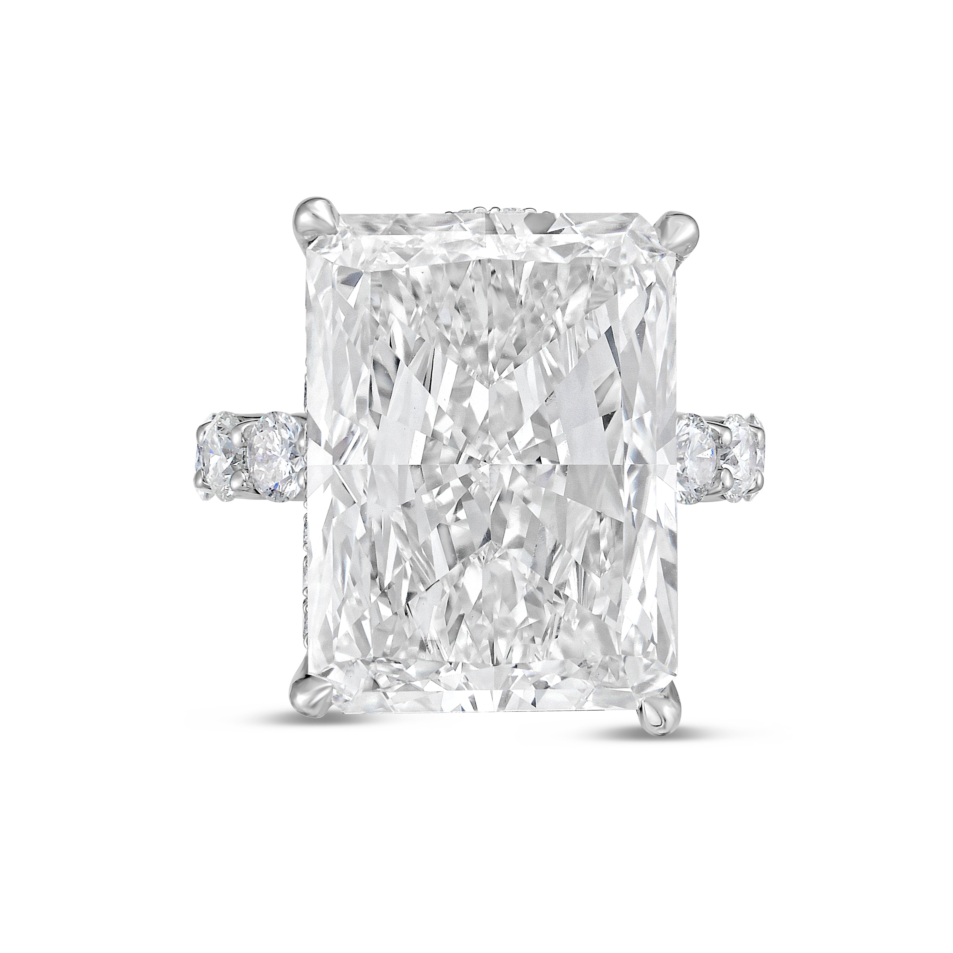 Lab-Grown Radiant Hidden Halo Diamond Ring with Eternity Band, 18K Gold